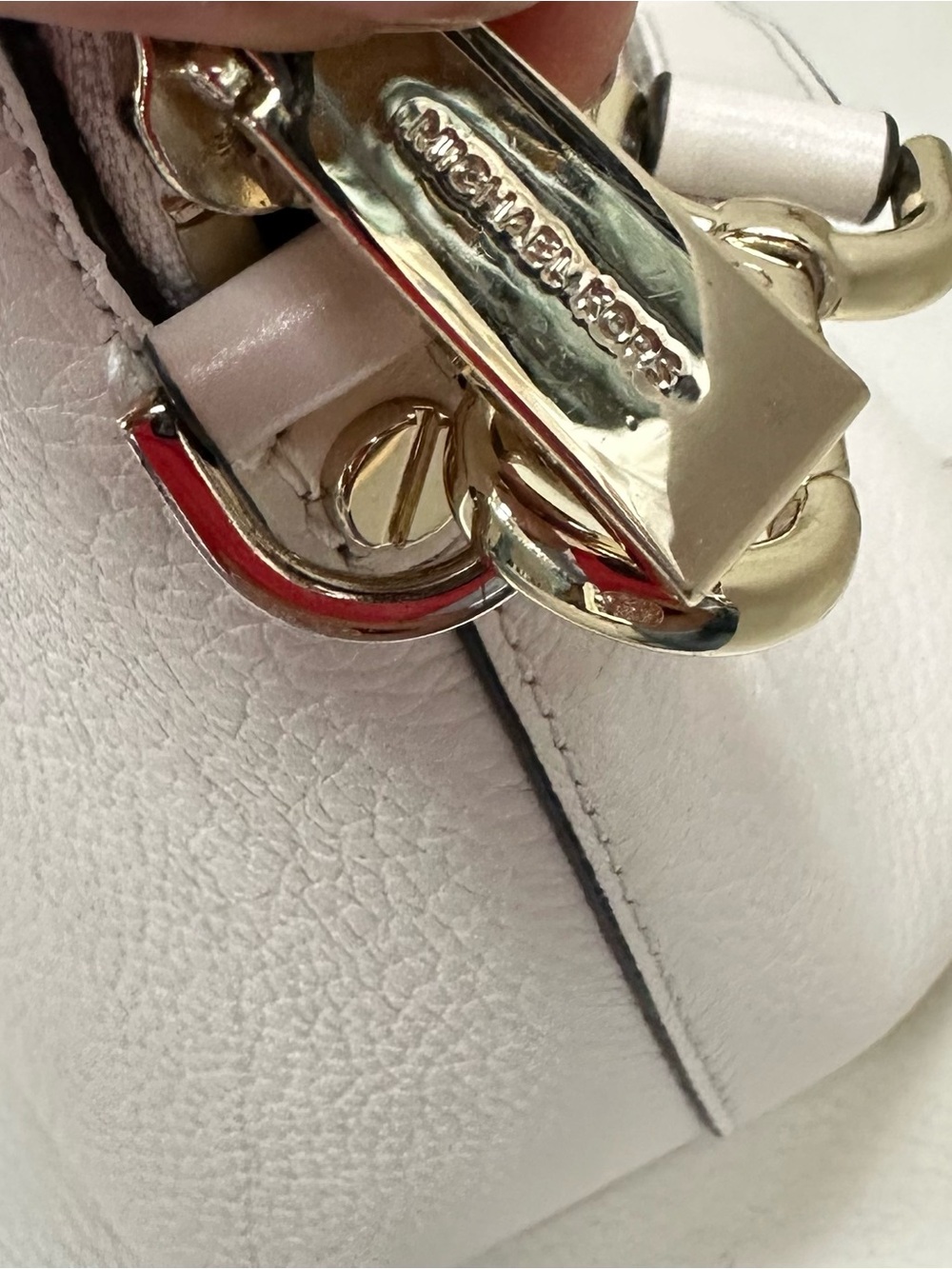 Michael Kors Cream Leather Satchel with Gold-Tone Hardware - Picture 5 of 10